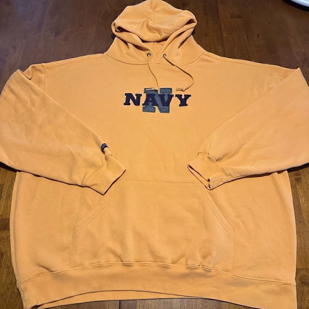 VTG Jansport Navy College Embroidered Hoodie Sweatshirt Pullover Men's Size XXL